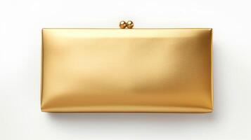 AI generated Gold Clutch Bag isolated on white background with copy space for advertisement. AI Generated photo