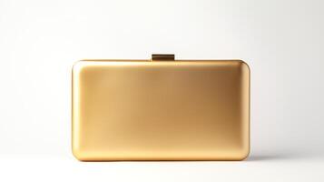 AI generated Gold Box Clutch Bag isolated on white background with copy space for advertisement. AI Generated photo