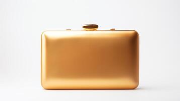 AI generated Gold Minaudiere Bag isolated on white background with copy space for advertisement. AI Generated photo