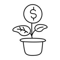 icono de diseño moderno de planta de dólar vector