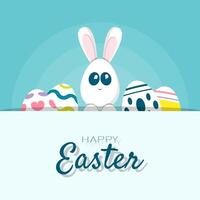 Happy Easter poster with cute bunny vector