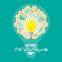 World Intellectual Property Day poster with brain that contains intellectual property vector