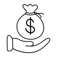 un icono de diseño perfecto de bolsa de dinero vector