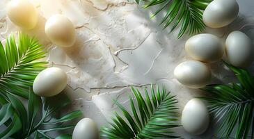 AI generated Eggs on Green Plant photo