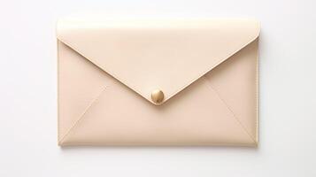 AI generated Gold Envelope Clutch Bag isolated on white background with copy space for advertisement. AI Generated photo