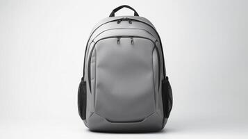 AI generated Gray Camera Backpack Bag isolated on white background with copy space for advertisement. AI Generated photo