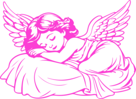 AI generated sleeping angel line art illustration for drawing books png