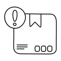 Carton with alert sign, concept of parcel error vector