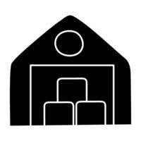 A solid design icon of warehouse vector