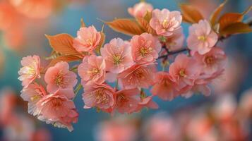 ai generado racimo de flores creciente en un árbol foto