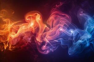 AI generated Vibrant Colorful Smokes on Black Background photo