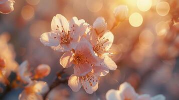 AI generated Branch of Tree With Yellow Flowers photo