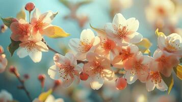 ai generado racimo de flores creciente en un árbol foto