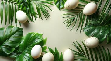 AI generated Green Leaf and Egg Wreath photo