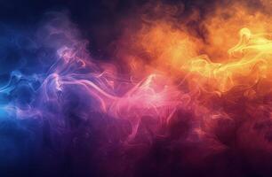 AI generated Vibrant Colorful Smokes on Black Background photo