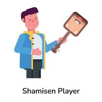 Trendy Shamisen Player vector