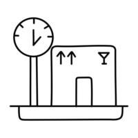 Conceptual linear design icon of parcel weighing vector