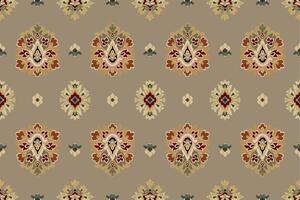 ikat tribal indio sin costura modelo. étnico azteca tela alfombra mandala ornamento nativo boho cheurón textil.geometrico africano americano oriental tradicional vector ilustraciones. bordado estilo.