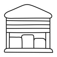 A linear design icon of warehouse vector