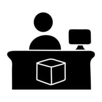 A solid design icon of logistic reception vector