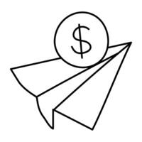 icono de diseño editable de avión de papel vector