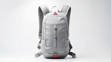AI generated Gray Hydration Backpack Bag isolated on white background with copy space for advertisement. AI Generated photo