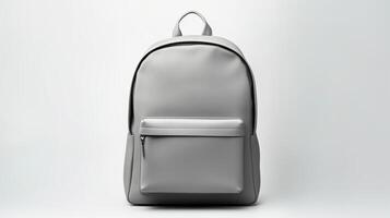 ai generado gris Moda mochila bolso aislado en blanco antecedentes con Copiar espacio para anuncio publicitario. ai generado foto