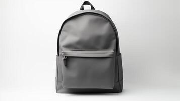 AI generated Gray Fashion Backpack Bag isolated on white background with copy space for advertisement. AI Generated photo