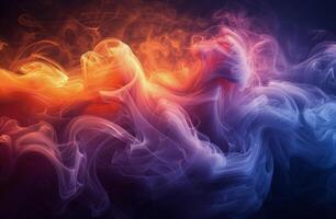 AI generated Vibrant Colorful Smokes on Black Background photo