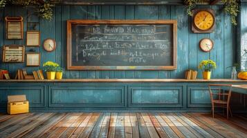 AI generated Room With Chalkboard and Wooden Floor photo