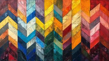 AI generated Multicolored Chevron Pattern Painting photo