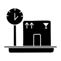 Conceptual solid design icon of parcel weighing vector