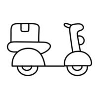 Scooter delivery icon, editable vector