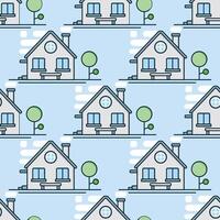 Seamless background with lots of houses. Vector illustration. This endless pattern Can be used for wallpaper, pattern fills, textile, web page background, surface textures.