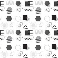 Abstract geometric seamless pattern with simple shapes such as circle, square, points and lines vector