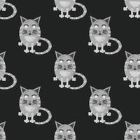 Black and white seamless pattern with cats vector