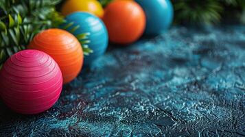 AI generated Colorful Balls on Table photo