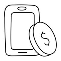 Dollar inside smartphone, icon of mobile money vector