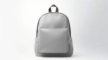 ai generado gris mochila bolso aislado en blanco antecedentes con Copiar espacio para anuncio publicitario. ai generado foto