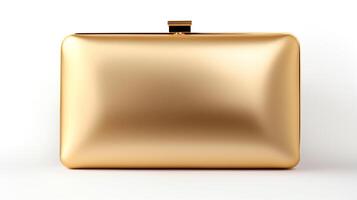 AI generated Gold Frame Clutch Bag isolated on white background with copy space for advertisement. AI Generated photo