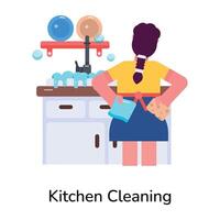 Trendy Kitchen Cleaning vector