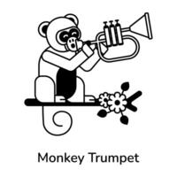 Trendy Monkey Trumpet vector