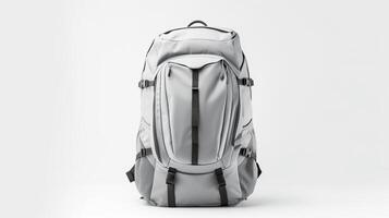 AI generated Gray Travel Backpack Bag isolated on white background with copy space for advertisement. AI Generated photo