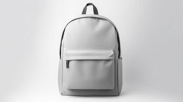 AI generated Gray School Backpack Bag isolated on white background with copy space for advertisement. AI Generated photo