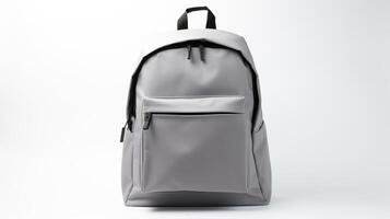 AI generated Gray School Backpack Bag isolated on white background with copy space for advertisement. AI Generated photo