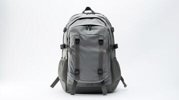 AI generated Gray Tactical Backpack Bag isolated on white background with copy space for advertisement. AI Generated photo