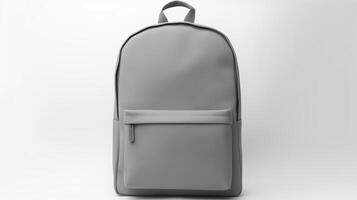 AI generated Gray School Backpack Bag isolated on white background with copy space for advertisement. AI Generated photo