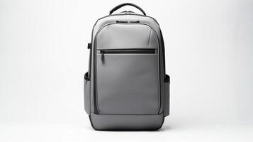AI generated Gray Rolling Backpack Bag isolated on white background with copy space for advertisement. AI Generated photo
