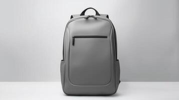 AI generated Gray Travel Backpack Bag isolated on white background with copy space for advertisement. AI Generated photo