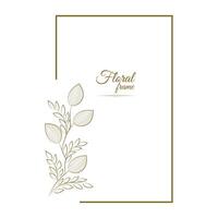 Vintage card frame with golden floral ornament border isolated floral background vector